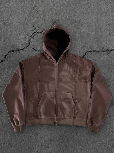 “Glitched” Zip-Up (Brown)