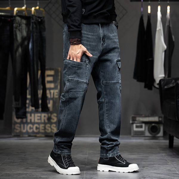 Washed Black Straight Cut Jeans