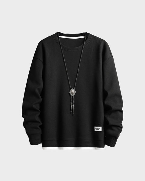 Waffle Knit Crewneck Sweatshirt