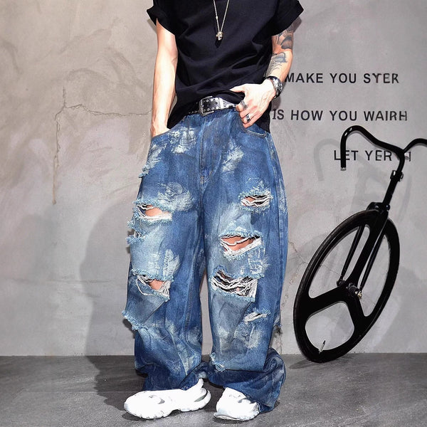 Ruin Distressed Jeans - Heavy Blue