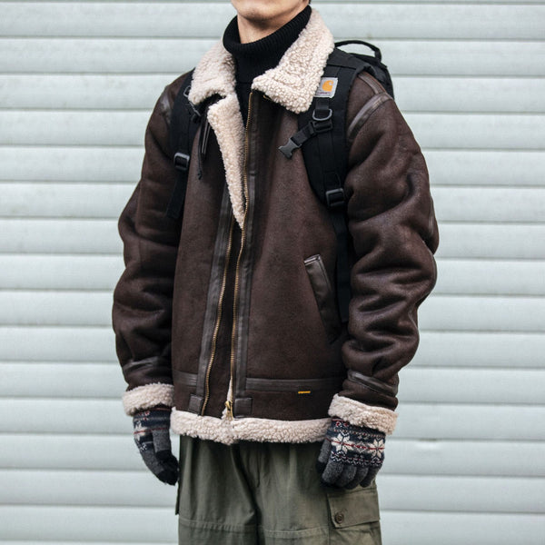 Motorcycle Suede Brown Fur Jacket