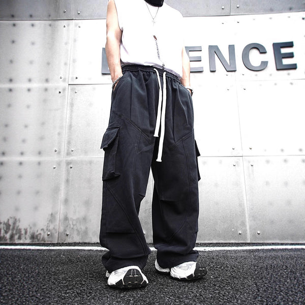Baggy Cotton Black Cargo Pants