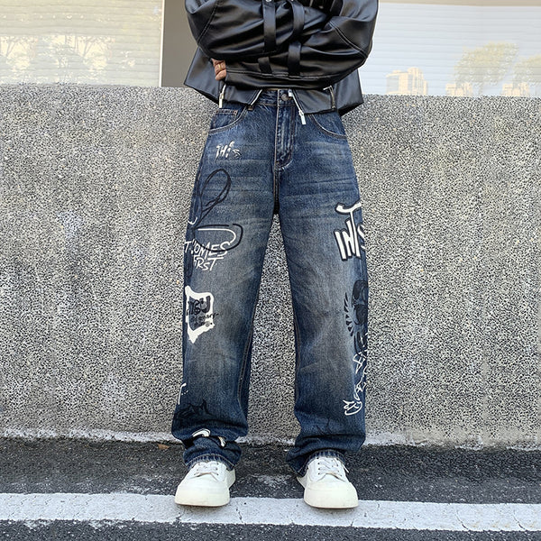 Retro Graffiti Loose Fit Jeans