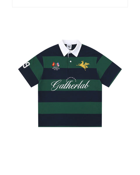 Striped Letter Polo Sports Tee