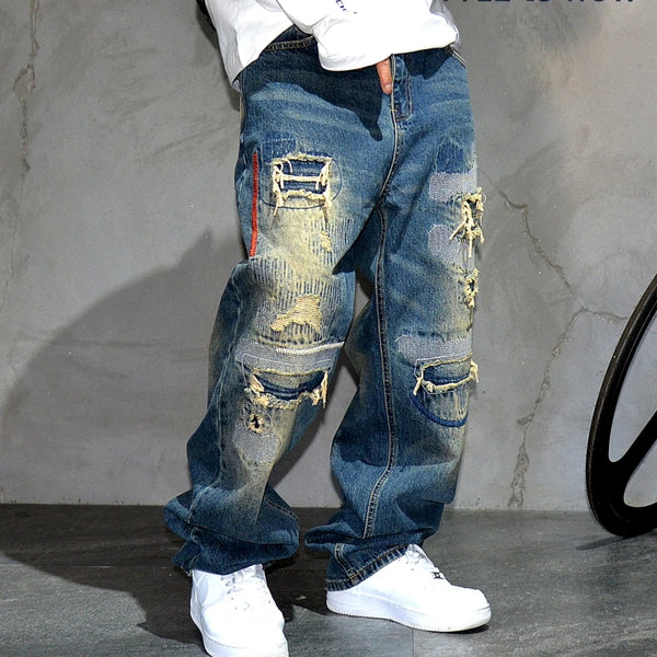 AM26 Ripped Patch Washed Jeans