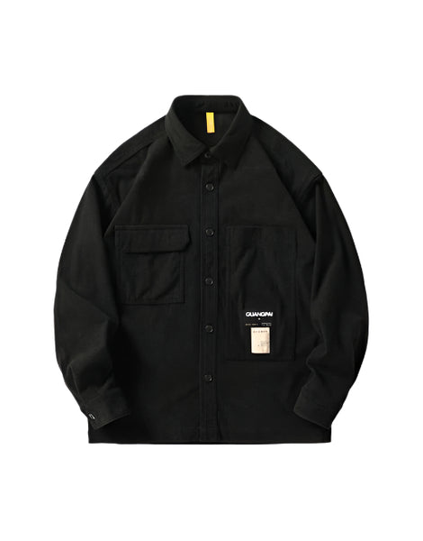 Corduroy Waffle Plaid Semi Collar Overshirt