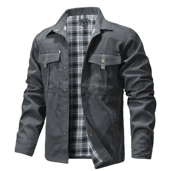 Flannel Lined Plaid Button-Up Jacket