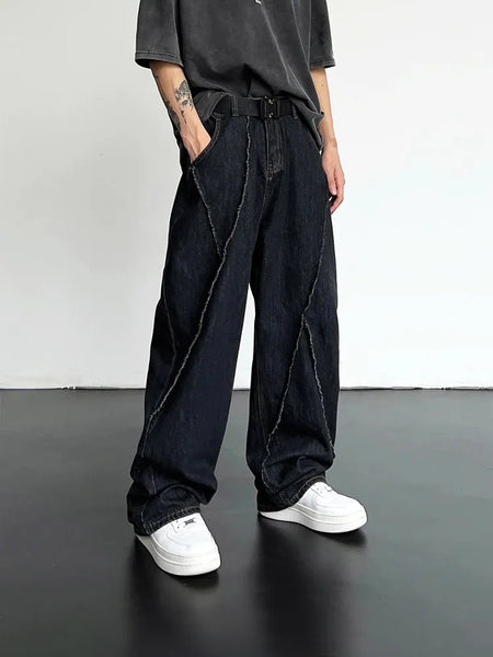 Fracture Seam Wide-Leg Jeans
