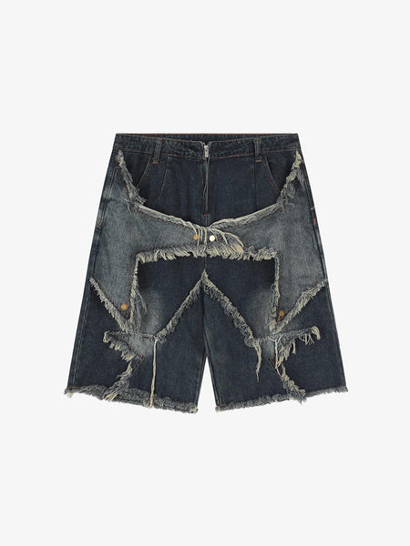Blue Denim Tassel Star Shorts
