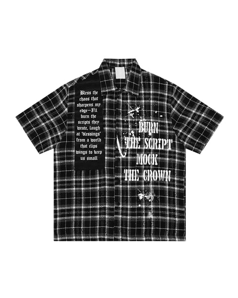 Splatter Print Plaid Shirt