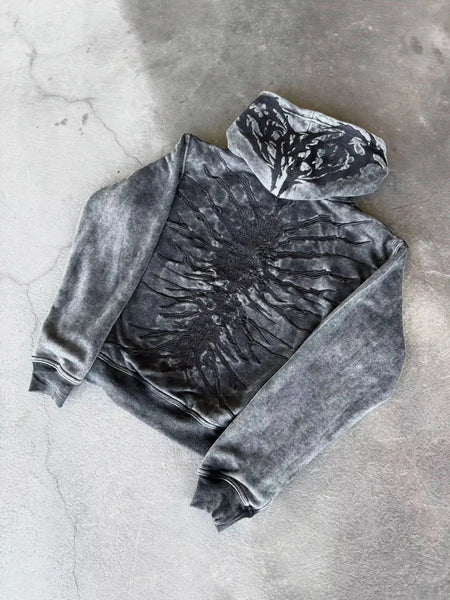 “Ghoul” Zip-Up (Washed Black)