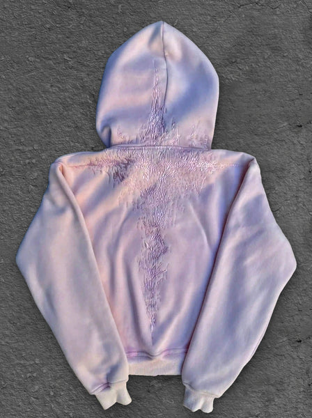 “Half a Million” Embroidery Zip-Up (Light Pink)