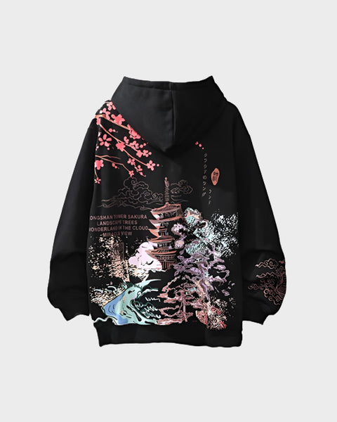 Sakura Temple Graphic Hoodie